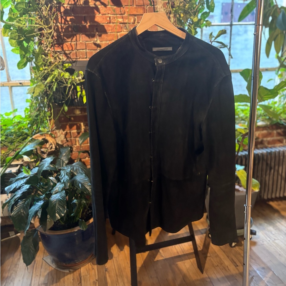 John Varvatos Black Men's Leather Jacket Goat Suede - Picture 2 of 8
